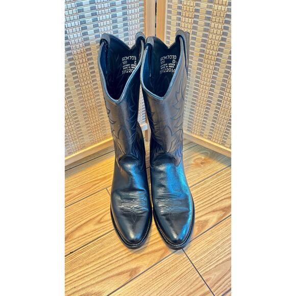 Old West Southern Black leather cowboy western wear rodeo boots sz12 men’s main image 5